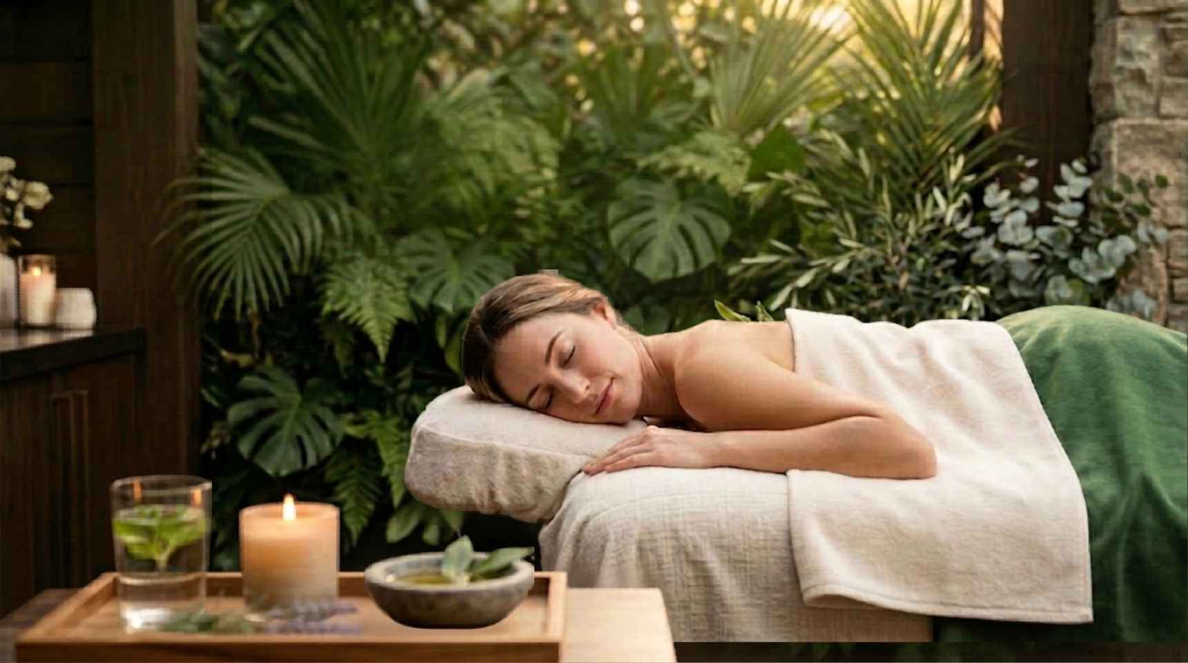 A calm massage treatment room at Okanagan Massage Spa